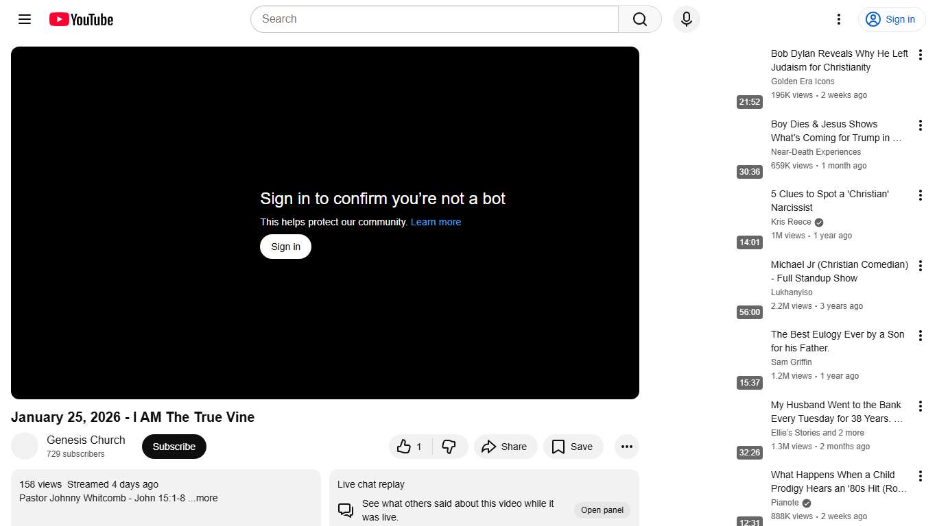 January 25, 2026 - I AM The True Vine - YouTube